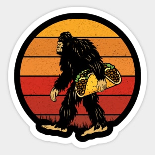 Funny Bigfoot Holding A Taco Sticker